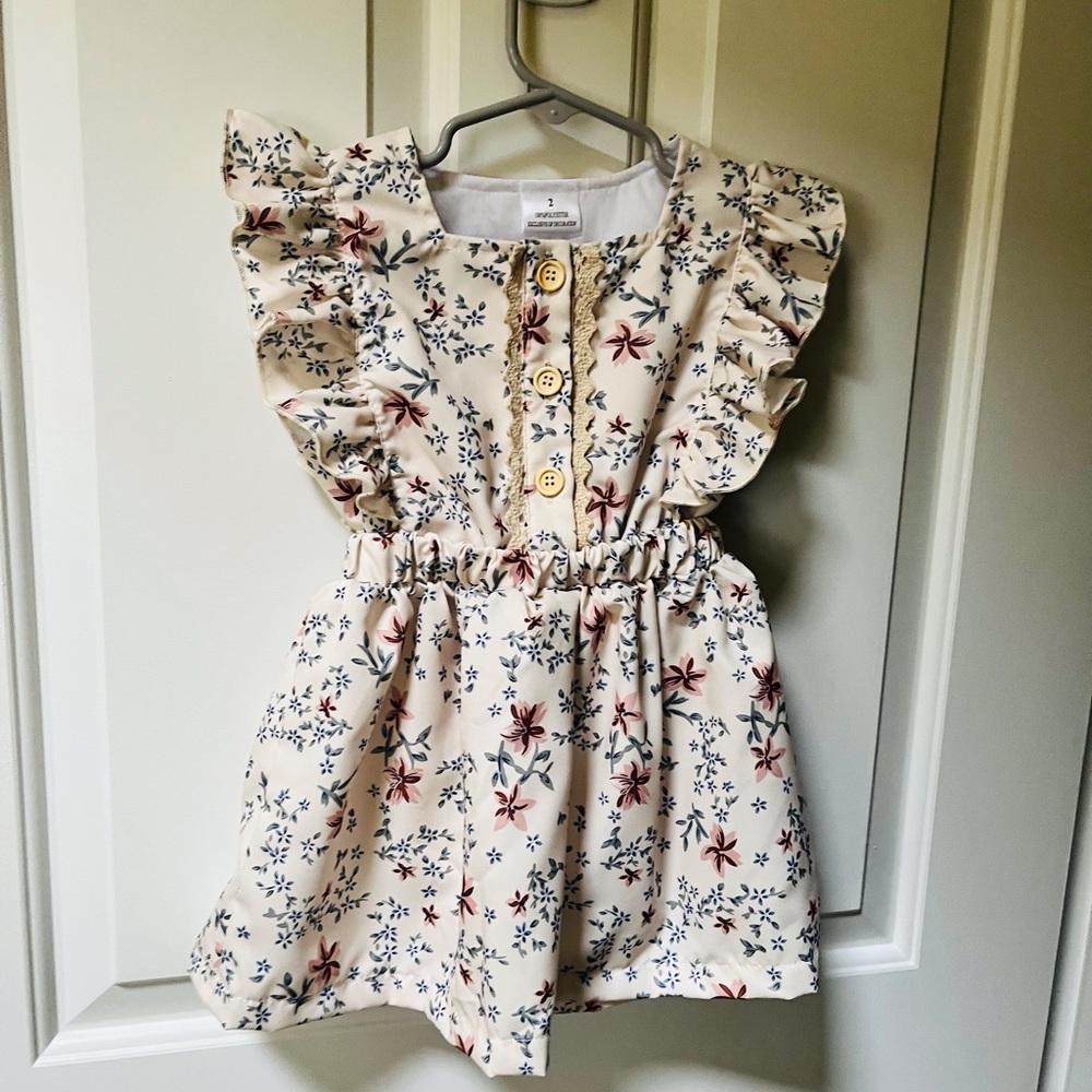 NEW Beige Floral Print Ruffle Dress Size 2